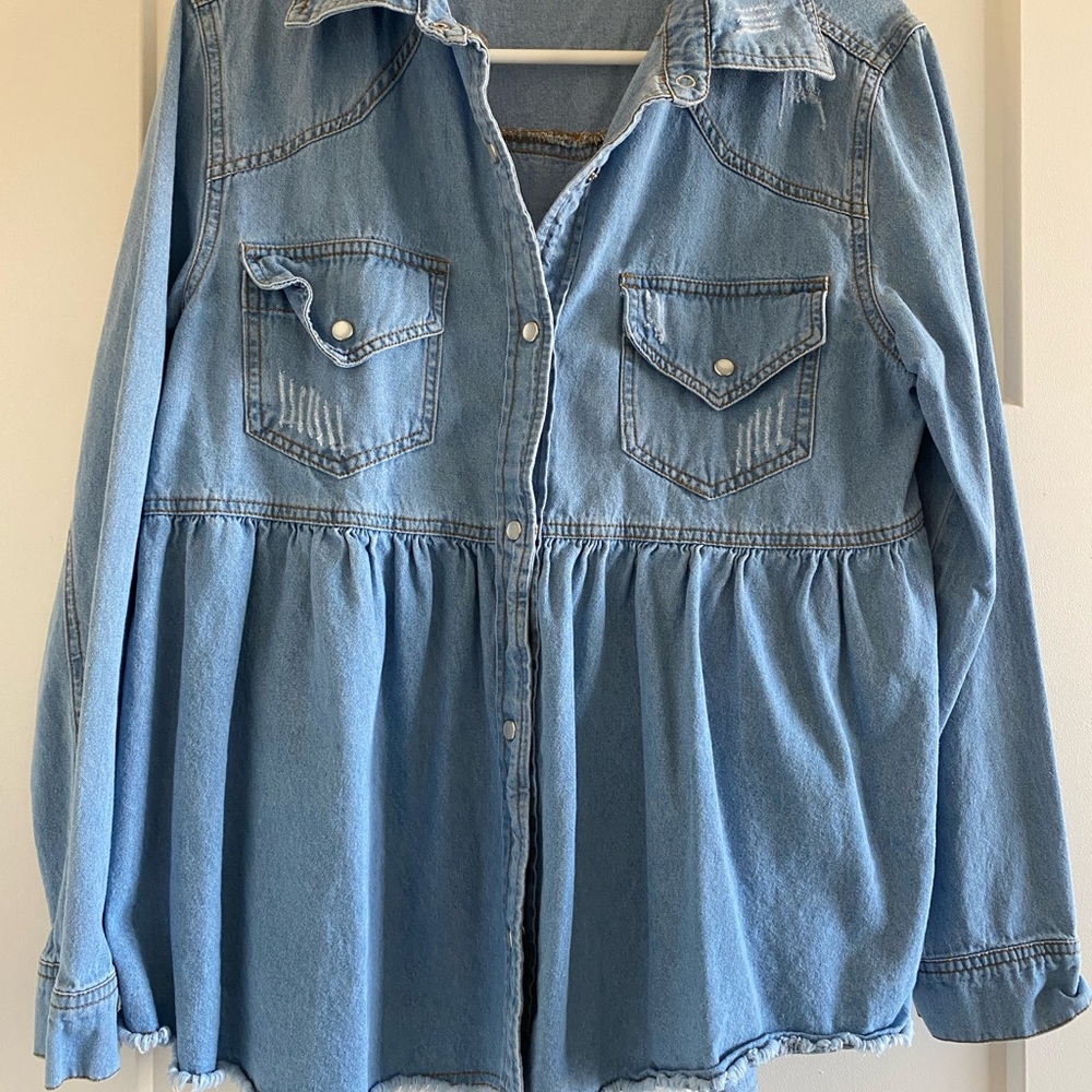 Vici Light Blue Denim Top